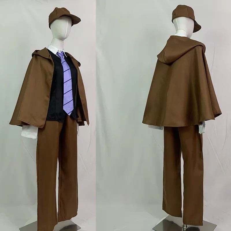 Edogawa Ranpo Cosplay Costume Full Set Anime Bung Stray Dogs Cosplay Outfit Detective Cloak