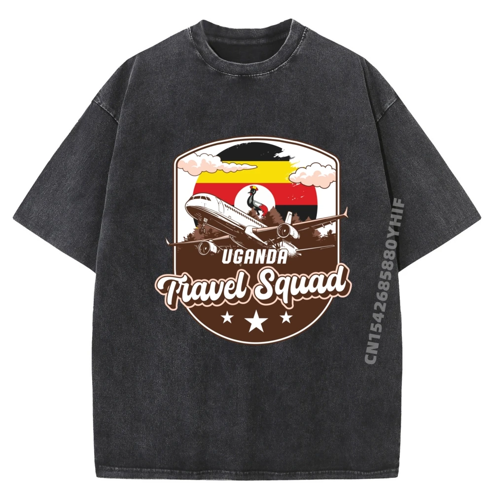 

Newest Female T Shirts Uganda Travel Squad Travel Uganda Casual Printed Tees Comfortable Simple Washed Tee-Shirt Mens Tops