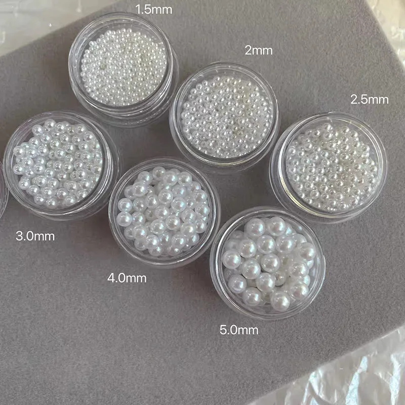 1.0mm 1.2mm Japanese Imported Spherical Pure White Three-dimensional Pearl Nail Accessories Nail Decoration Highlights INS Pearl