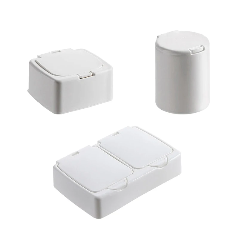 กล่องเก็บของตั้งโต๊ะสำลีก้านขนาดเล็กพร้อมฝาปิดกล่องเก็บของกระจุกกระจิกนักเรียนทำจากผ้าฝ้ายพลาสติกกันฝุ่น