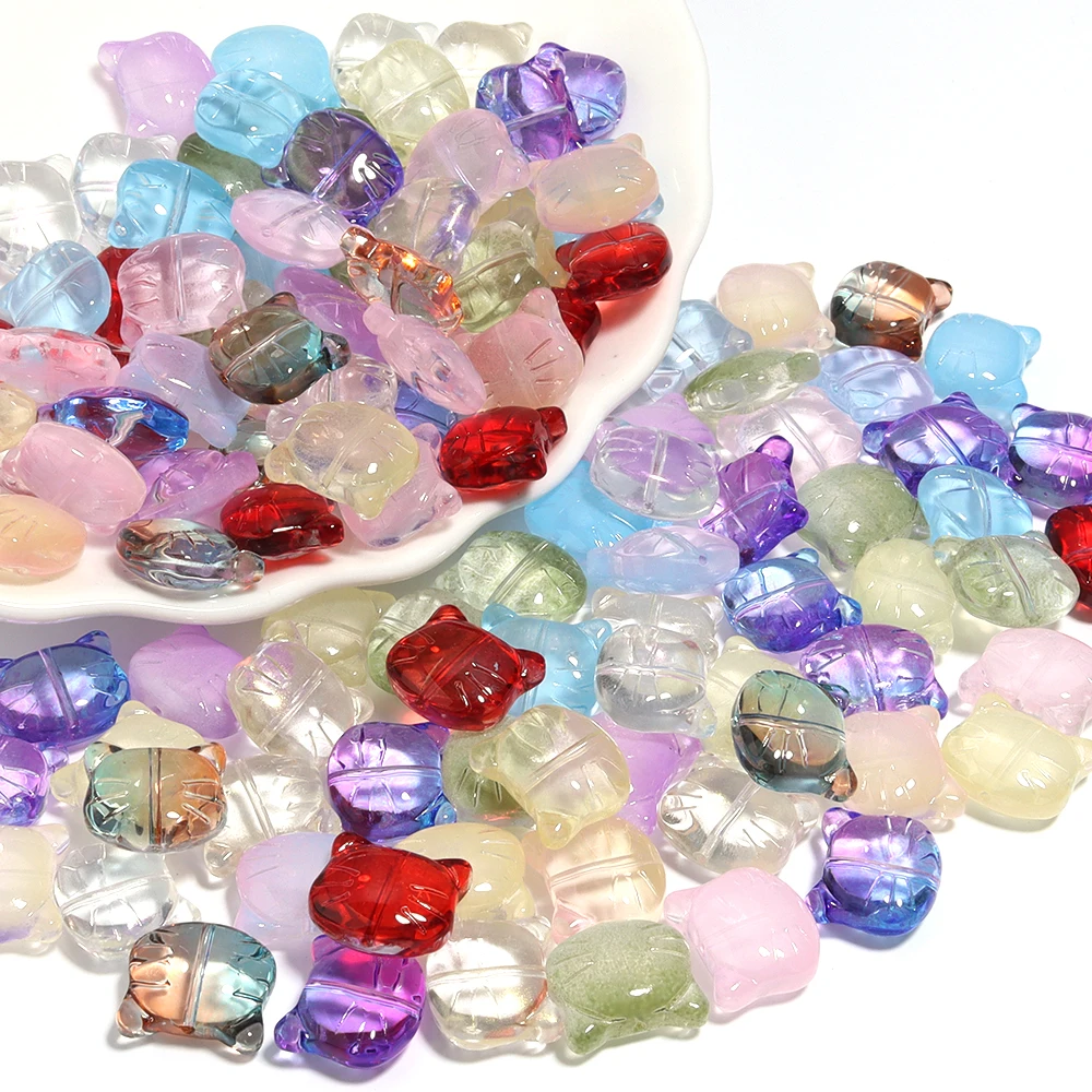 

30Pcs Glass Cat Head Beads Color Cute Lampwork Charm Bead for jewelry Making DIY Bracelets Necklace Earring DIY Accessories