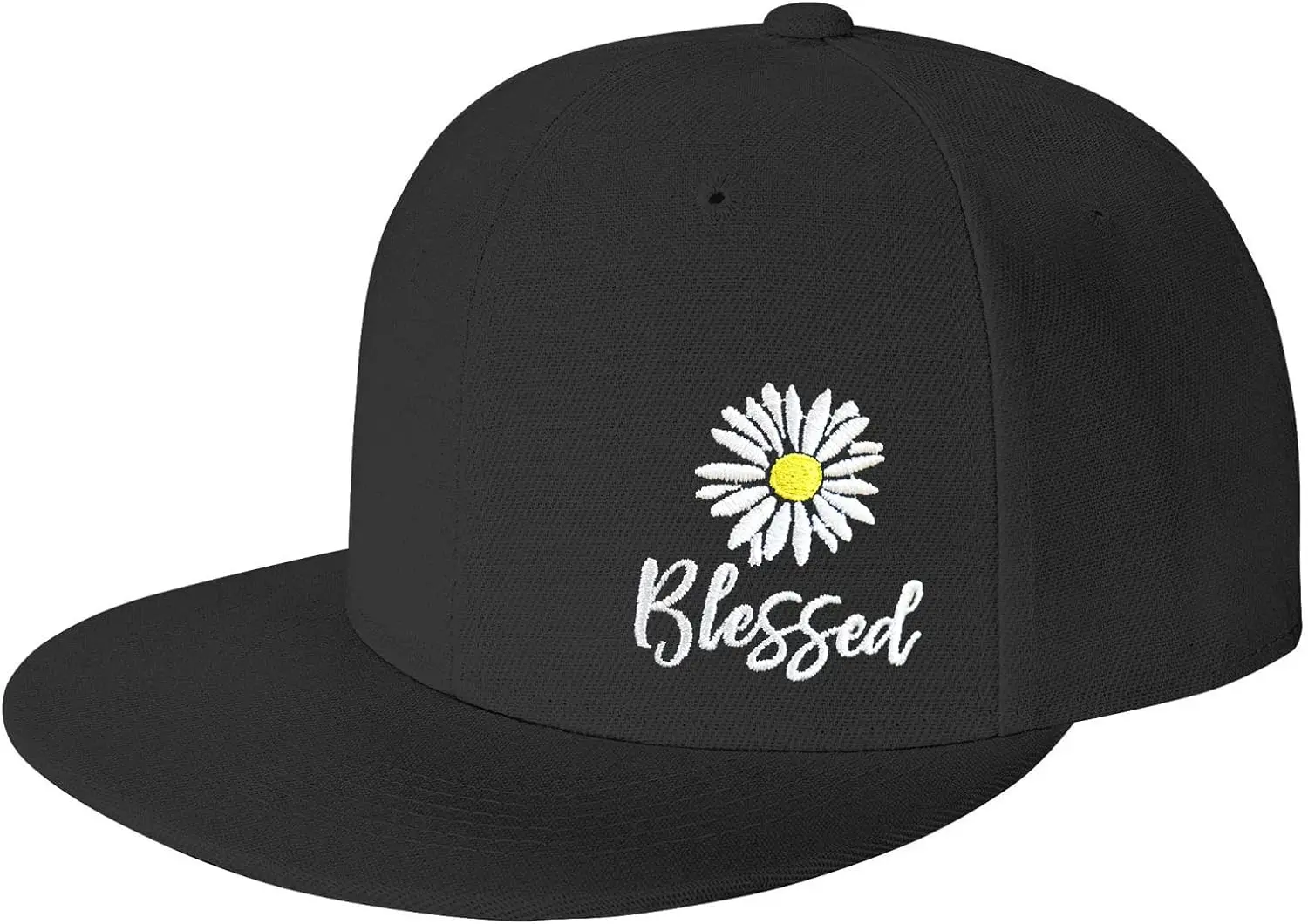 Daisy Blessed Snapback Hats for Men Women, Funny Daisies Lover Gifts, Embroidery Blessed Faith Adjustable Hip Hop Plain I