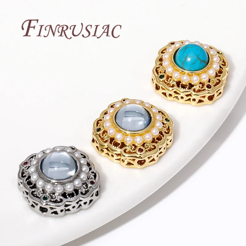18K Gold Plated Brass with Pearl Spacer Bead For Bracelets Making,Separators For Beads,Metal Beads For Jewelry DIY Accessories