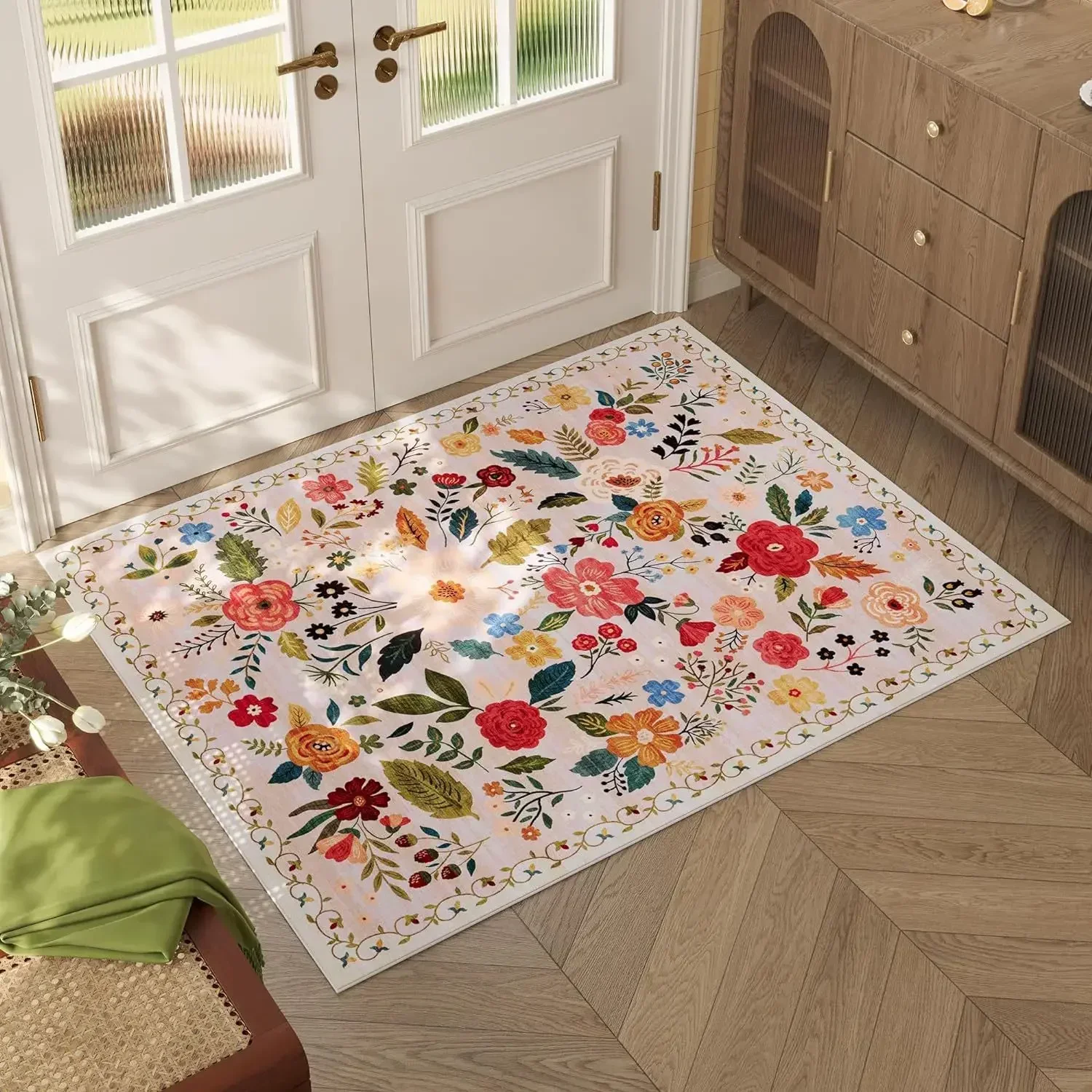 American Flower Crystal Velvet Floor Mat Resistant To Dirty Toilet Door Floor Mat Entry Door Floor Mat Home Decoration