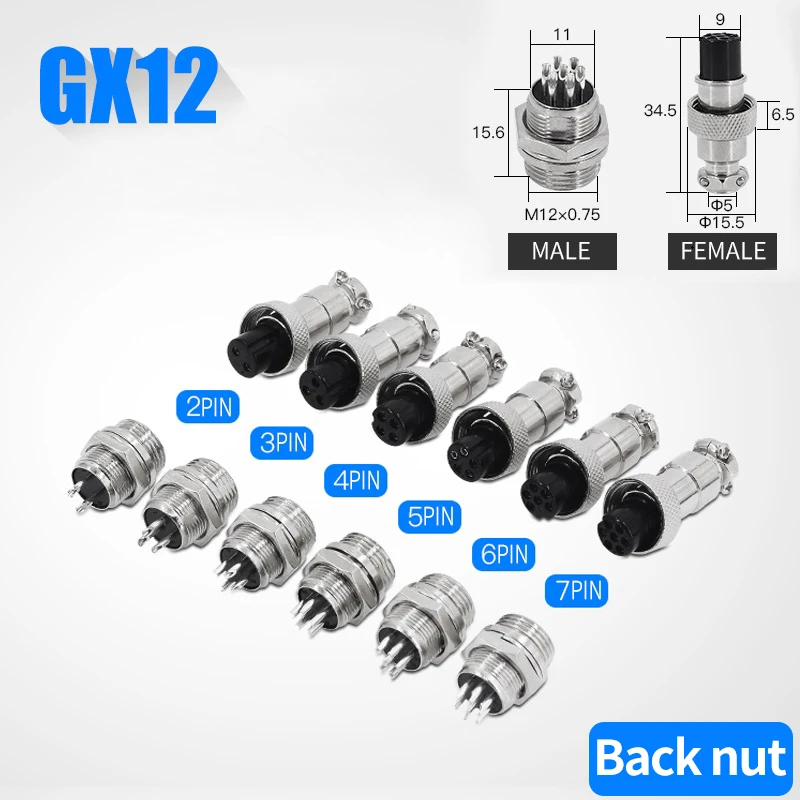 5/10/20 Satz gx12 gx16 gx20 2 3 4 5 6 7 8 9 10 12 14 15-poliger Stecker und Buchse Docking Aviator Luftfahrt stecker hintere Mutter buchse