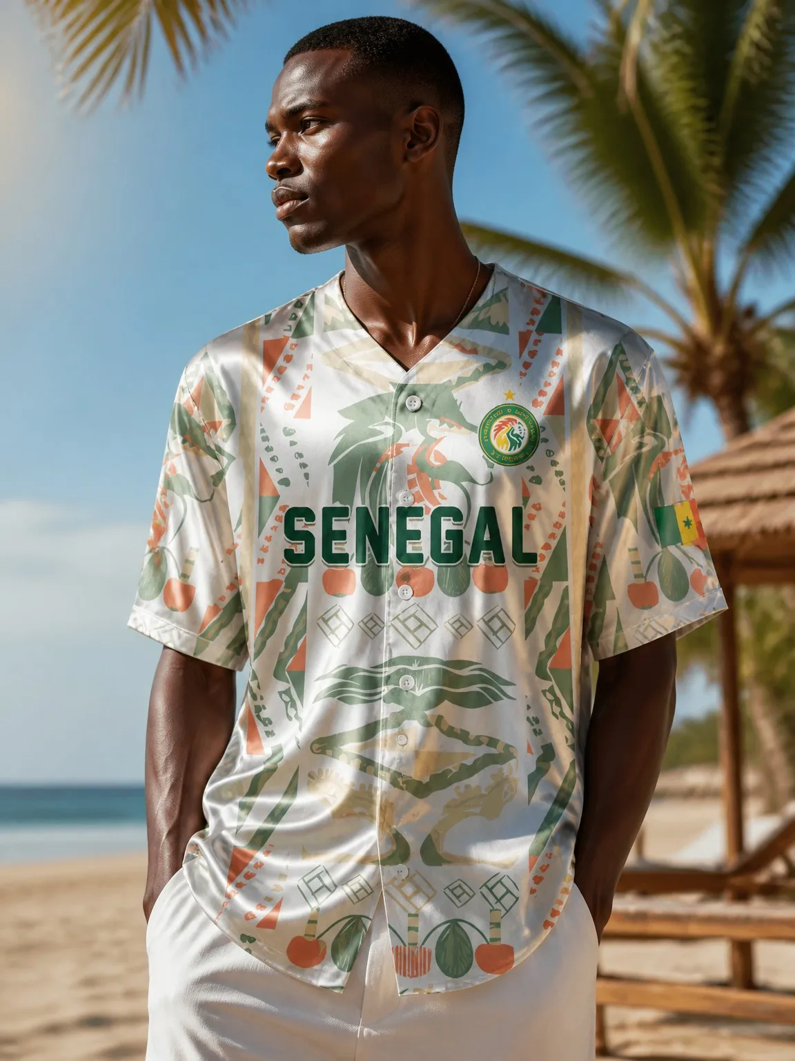 Namibian Pispool's shirt is a stunt for men with blue flag colors and red greens with sun prints, proper beach and vacation scandal design, new elegant shirt