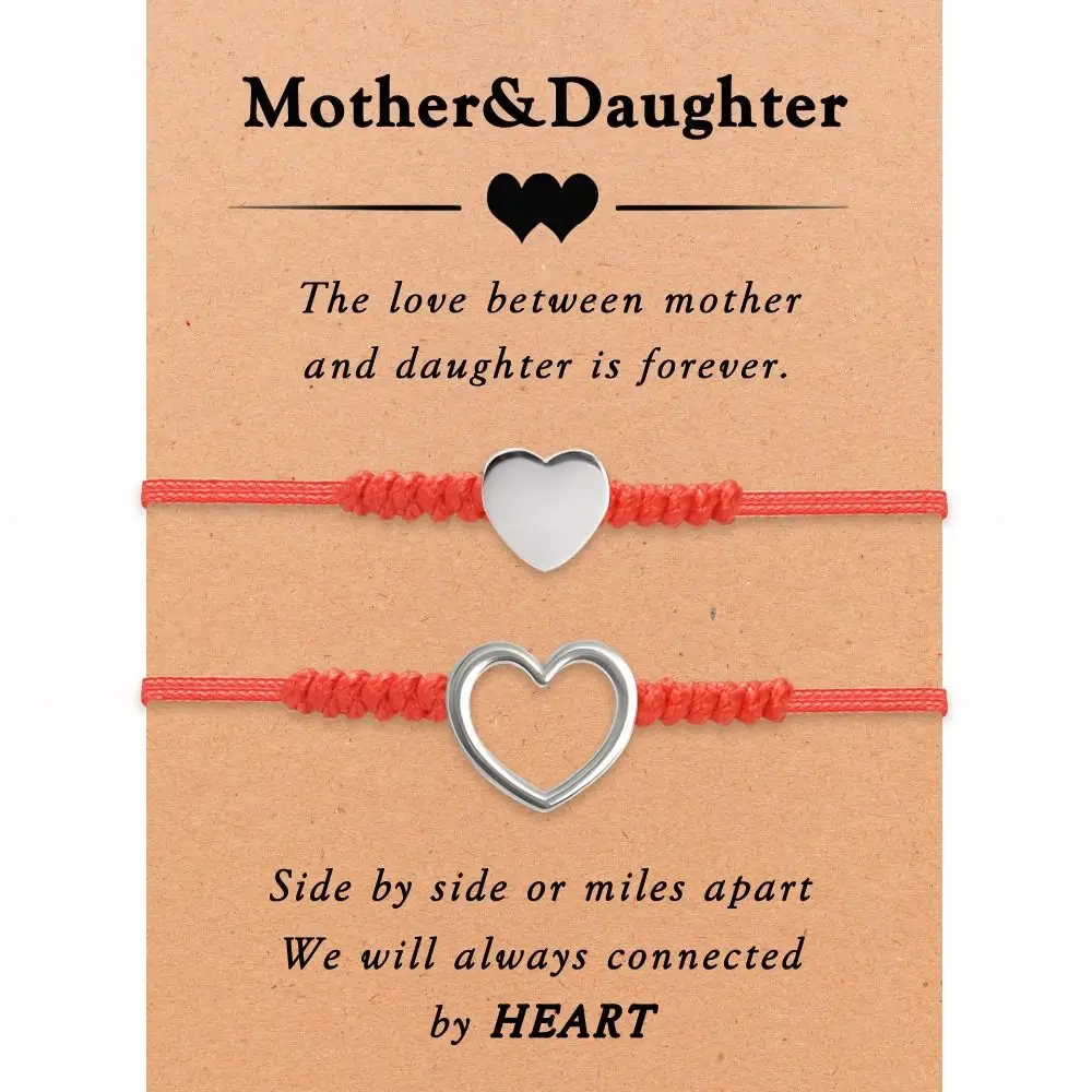 親子のブレスレット,調節可能,学校に戻る,中空の心,シンプルなギフト,2個