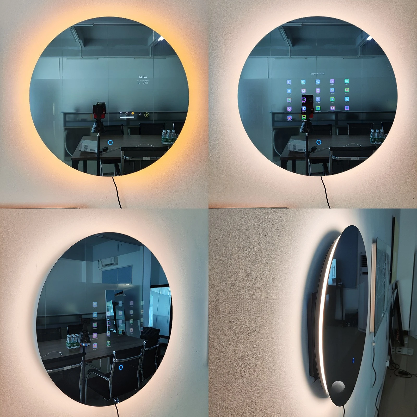 

Bedroom Round Intelligent Makeup Mirror, Bathroom Mirror, Android Magic Mirror, Waterproof Strap, 15.6-inch Touch Screen