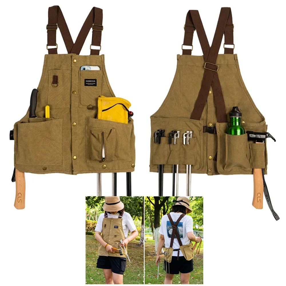 Outdoor Vest BBQ Work Apron Camping Men Women\'s Leisure Multi-Functional Apron Fishing Vest Coat Equipment Durable Tool Pocket