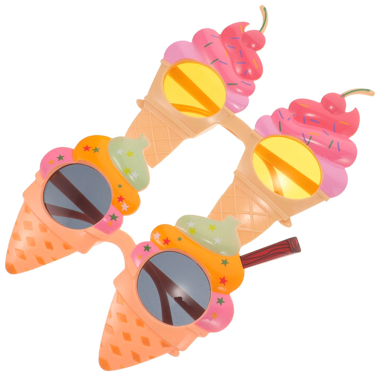 

2 Pcs Beach Party Glasses Outdoor Sunglasses Childrens Day Supplies Ice Cream Decorations Photo Props Lightweight Banquet