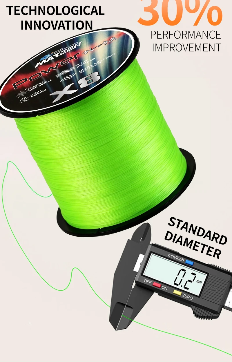 MATEER 8-fach Geflochtene Angelschnur 300/500/1000M Multifilament Salzwasser PE Karpfenschnur Grün Mehrfarbig Japan Super Stark Zubehör – Detail 4