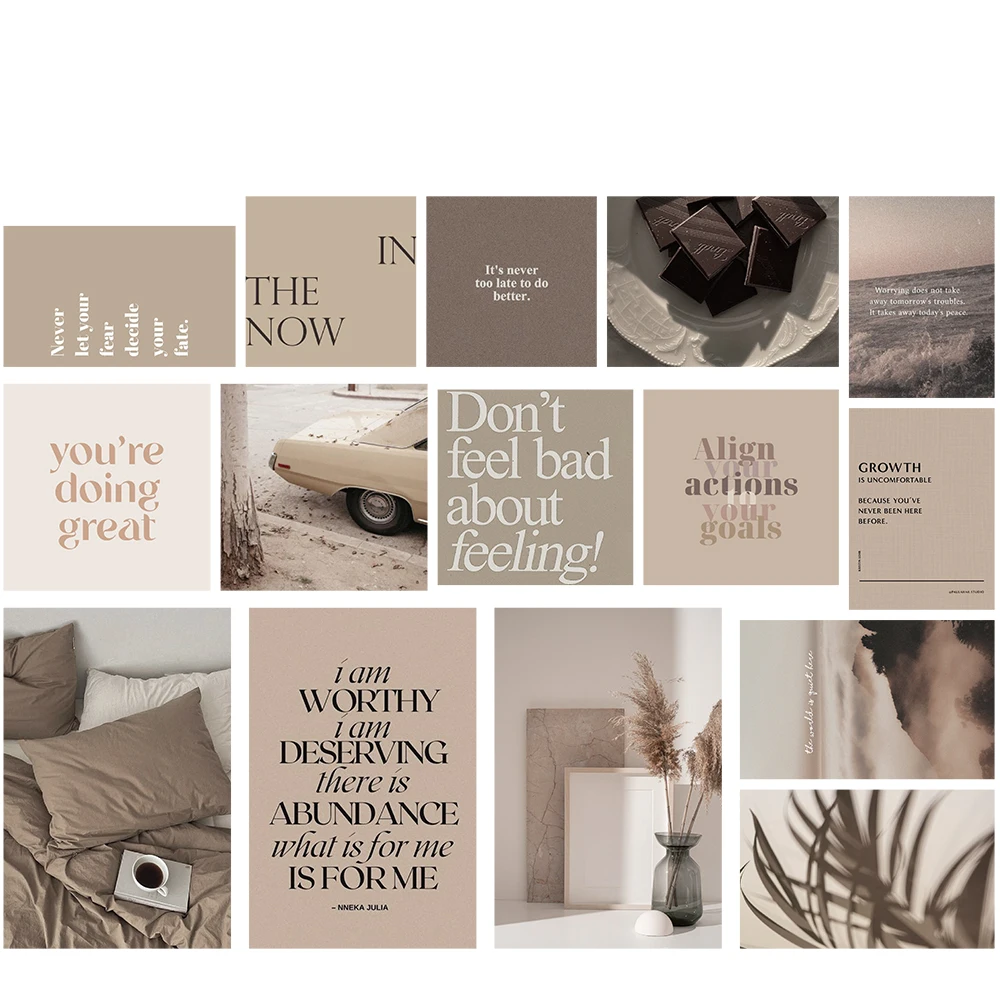 15pcs Ins style Wall Decor Poster Sticker for Nostalgia Wall Decor Motorsport Minimalism Classic Collage Kit for Girl Trendy
