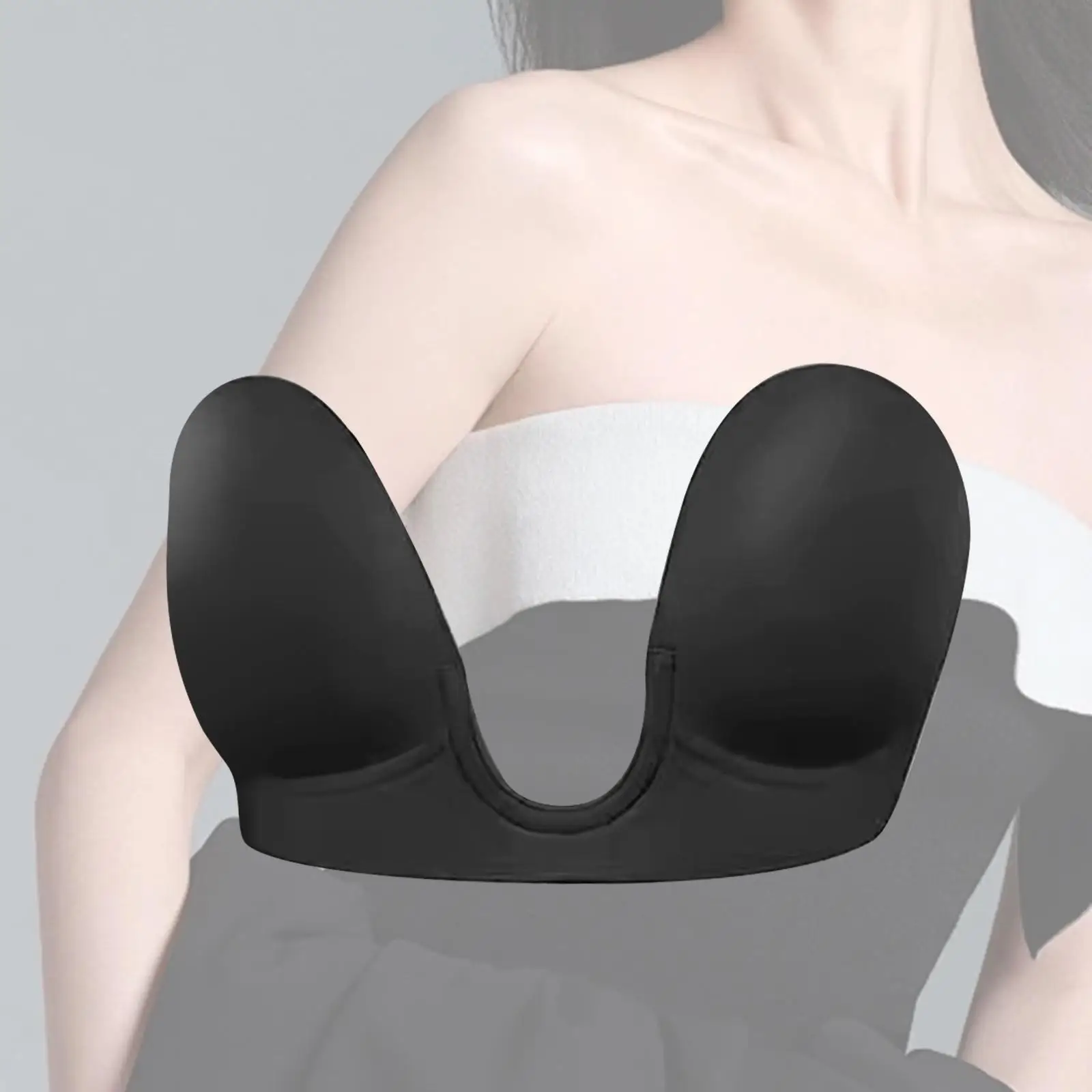 

Strapless Bra Seamless Deep U Plunge Padded Breast Pasties for Women Reusable Invisible Bra for Dress Everyday wearing Prom