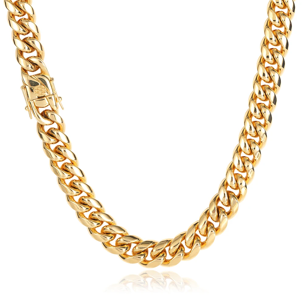 

ESKEEM 6/8/10/12/14/16MM Hip Hop Jewelry PVD Plated Miami Stainless Steel Cuban Link Chain Men Dragon Lock Clasp Necklace