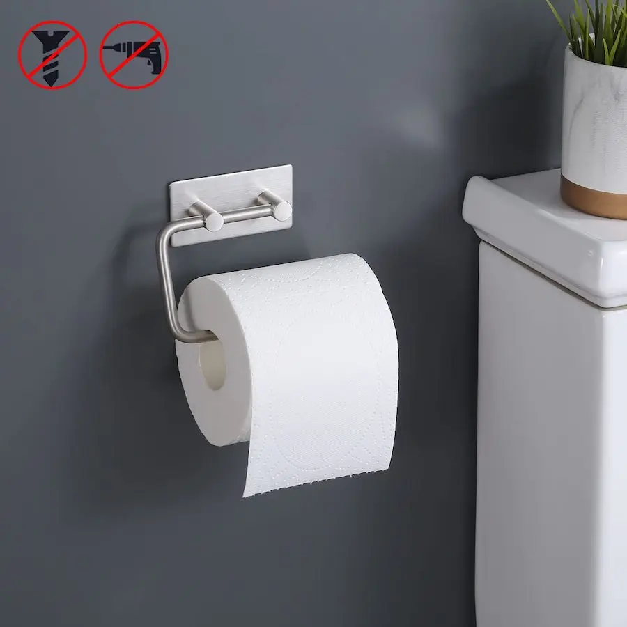 

1pcs No Punch Toilet Paper Holder Stainless Steel Paper Towel Rack Bathroom Bathroom Kitchen Organizer Bathroom Accessories
