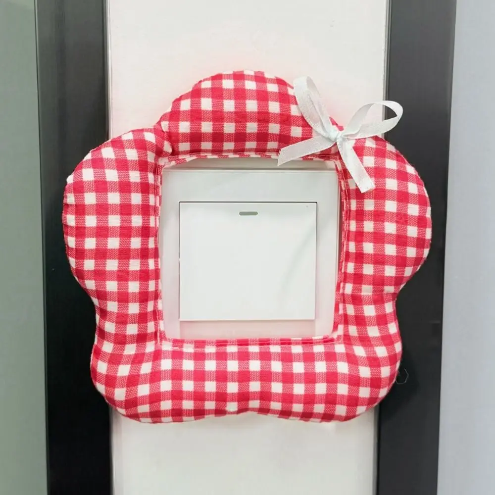 Soft Plaid Fabric Switch Cover Lightweight Flexible Structure Flower Switch Cover Waterproof Creative Design Socket Guard