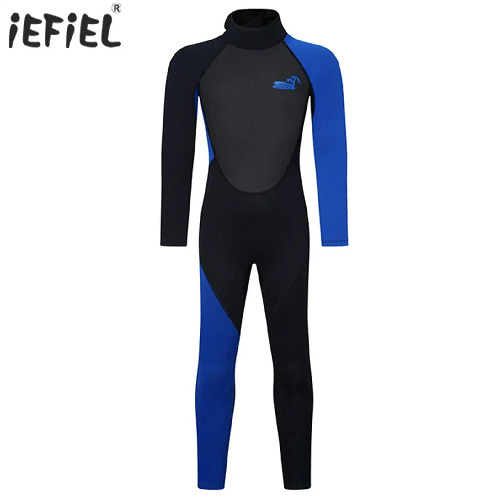 

Kids Boys Girls 3mm Neoprene Full Body Wetsuit Mock Neck Long Sleeve Zipper Swim Jumpsuit for Swimming Surfing Snorkeling Diving