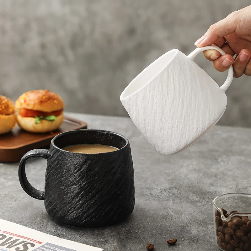 

Simple Stone Texture Ceramic Coffee Cup 550ml Large Capacity Home Office Milk Tea Mug Dessert Bread Gift Home Decoration