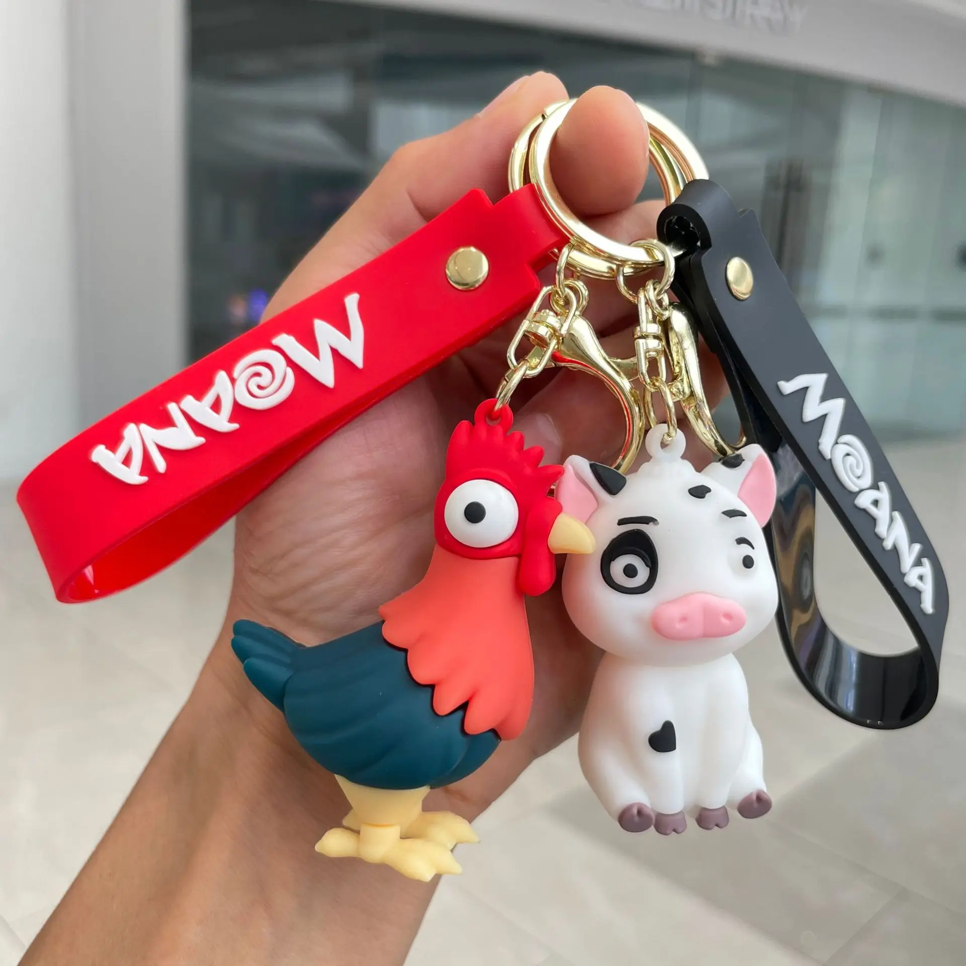 Creative Ocean Adventure Key chain lovely Silly Chicken Moana Maui key chain men and women bag pendant gift