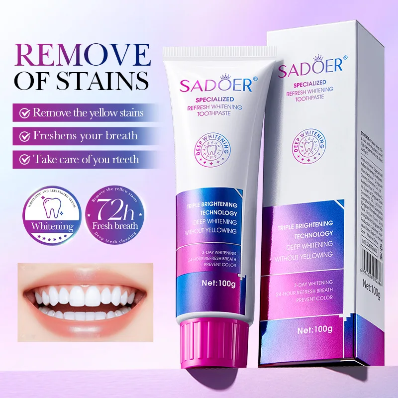 

SADOER Specializes in Fresh Whitening and Discoloration Toothpaste, Fresh Breath Toothpaste To Remove Stains and Clean Teeth.