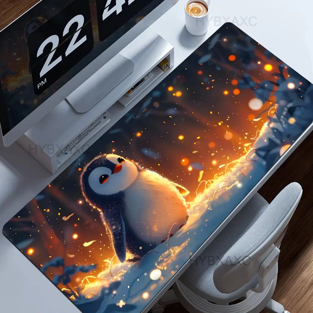 

Маленький настольный коврик Kawaii Penguin, волшебная зимняя страна чудес, снежная земля, большой коврик для мыши XL с клавиатурой, милые животные, офисный подарок