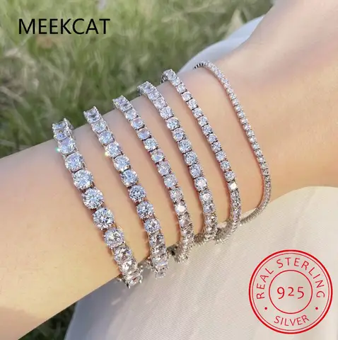 모이사나이트 테니스 팔찌 목걸이, 925 실버 D 컬러 다이아몬드 보석, 남성 쥬얼리, 도매, 3mm, 4mm, 5mm, 6.5mm
