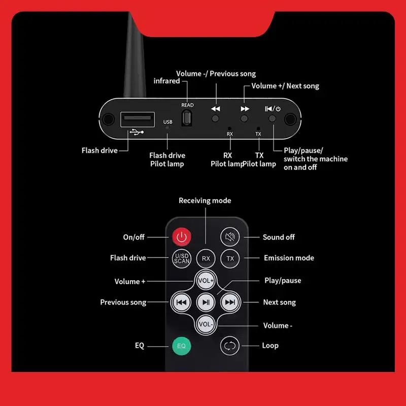 Bluetooth 5.4 Audio Adapter Aux Bluetooth Receiver Transmitter 2 In 1 Wireless Music Amplifier Support USB Playback