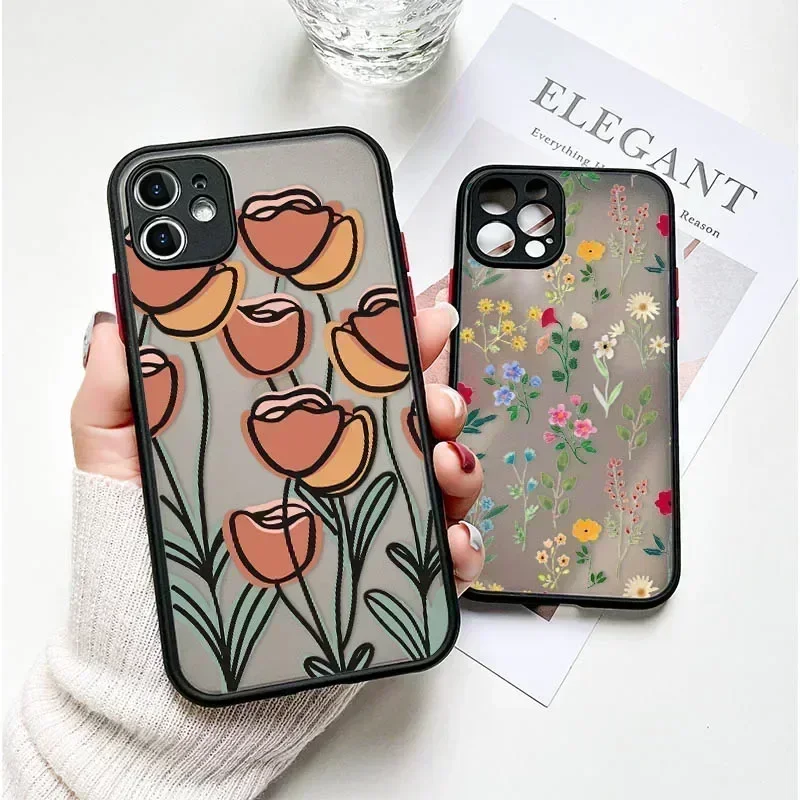 

Clear Matte Phone Cases For iPhone 11 13 12 14 Pro Max 12 Mini 7 8 Plus X XS Max XR SE 2022 2020 iPhone11 Silicone Bumper Cover