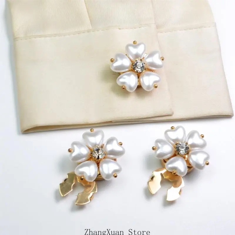 Herz-Blumen-Strass-Knopfabdeckung, Legierungs-Hemd-Manschettenknopf-Clip, dekorativer Manschettenknopf für Kleidungsverzierung – Detail 5