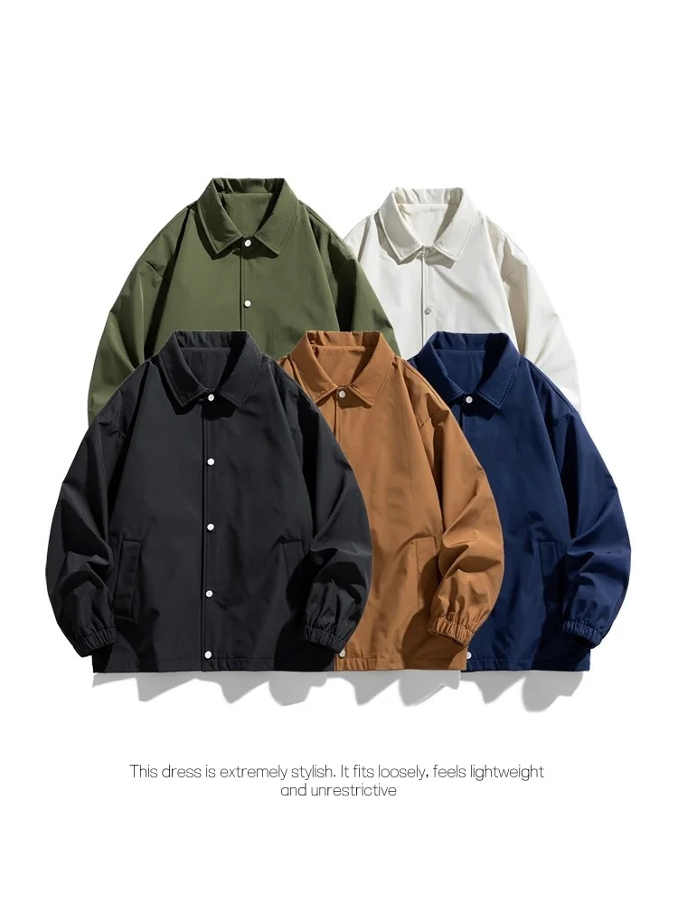 

TUCANO Men's Loose Fit Pure Color Retro Sle Jaet Comfortable Skin-friendly Versatile Outerwear Spring Autumn Trendy Brand