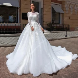 Long Sleeves Women Wedding Dresses 2024 High Quality Satin Surface Prom Gowns New Mopping Length Vestidos De Novias Customized