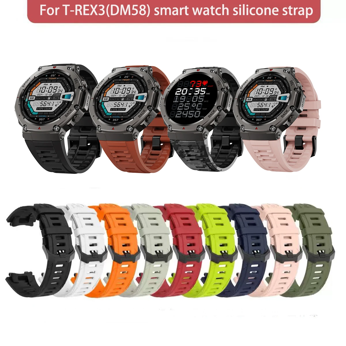 

Suitable for DM58 T-REX3 smart watch silicone strap stainless steel strap width 22mm screwdriver meter remover