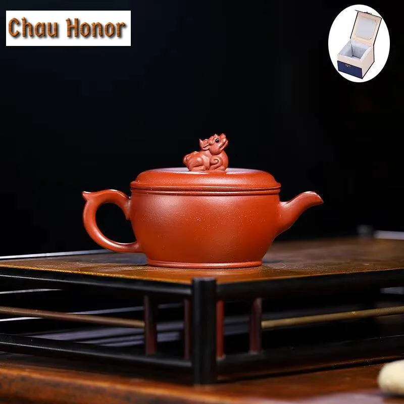 

90ml Boutique Yixing Purple Clay Teapot Handmade Beast Lion Hanwa Pot Chinese Zisha Tea Sets Accessories Household Drinkware
