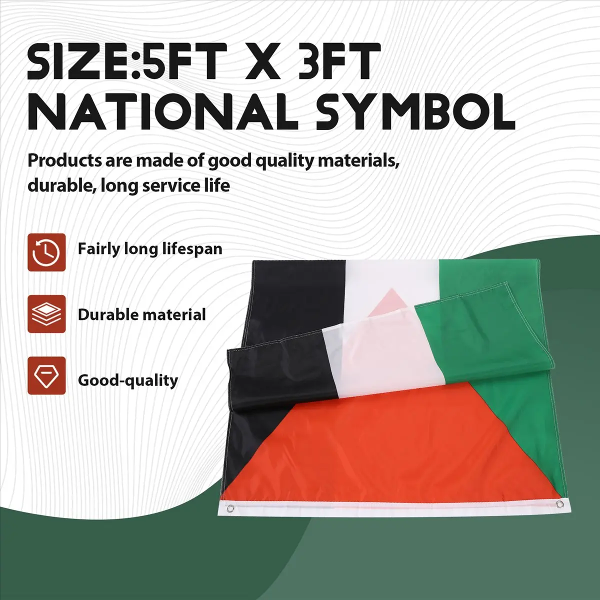 HITL Palestine National Flag 5ft x 3ft