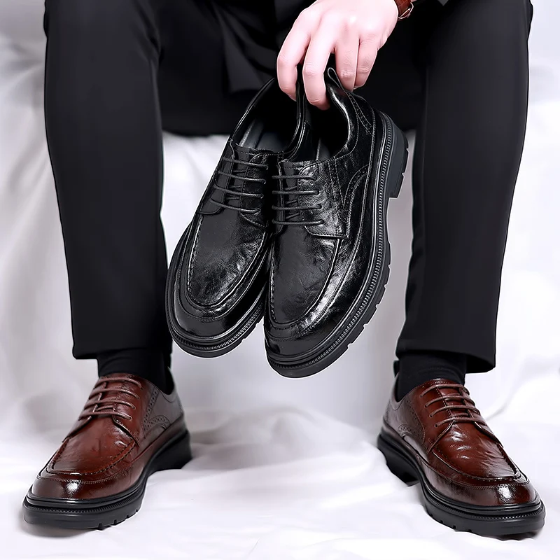 Men Casual Shoes lace up Male Dress Shoes Fashional Men Business Breathable Round Toe Men Casual Shoes outdoor Leather Shoes men