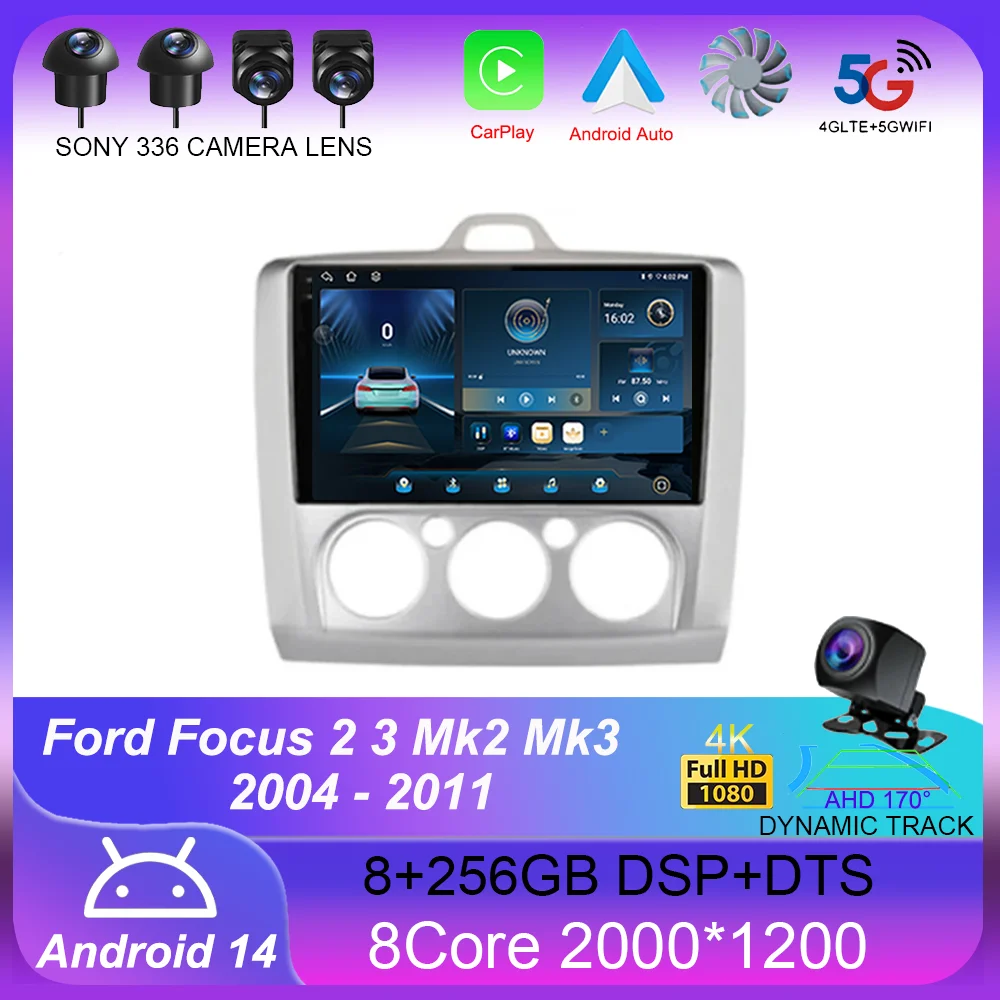 

Android 14 Carplay autoradio For Ford Focus 2 3 Mk2 Mk3 2004 2005 - 2011 navigazione GPS lettore multimediale WiFi + 4G Stereo