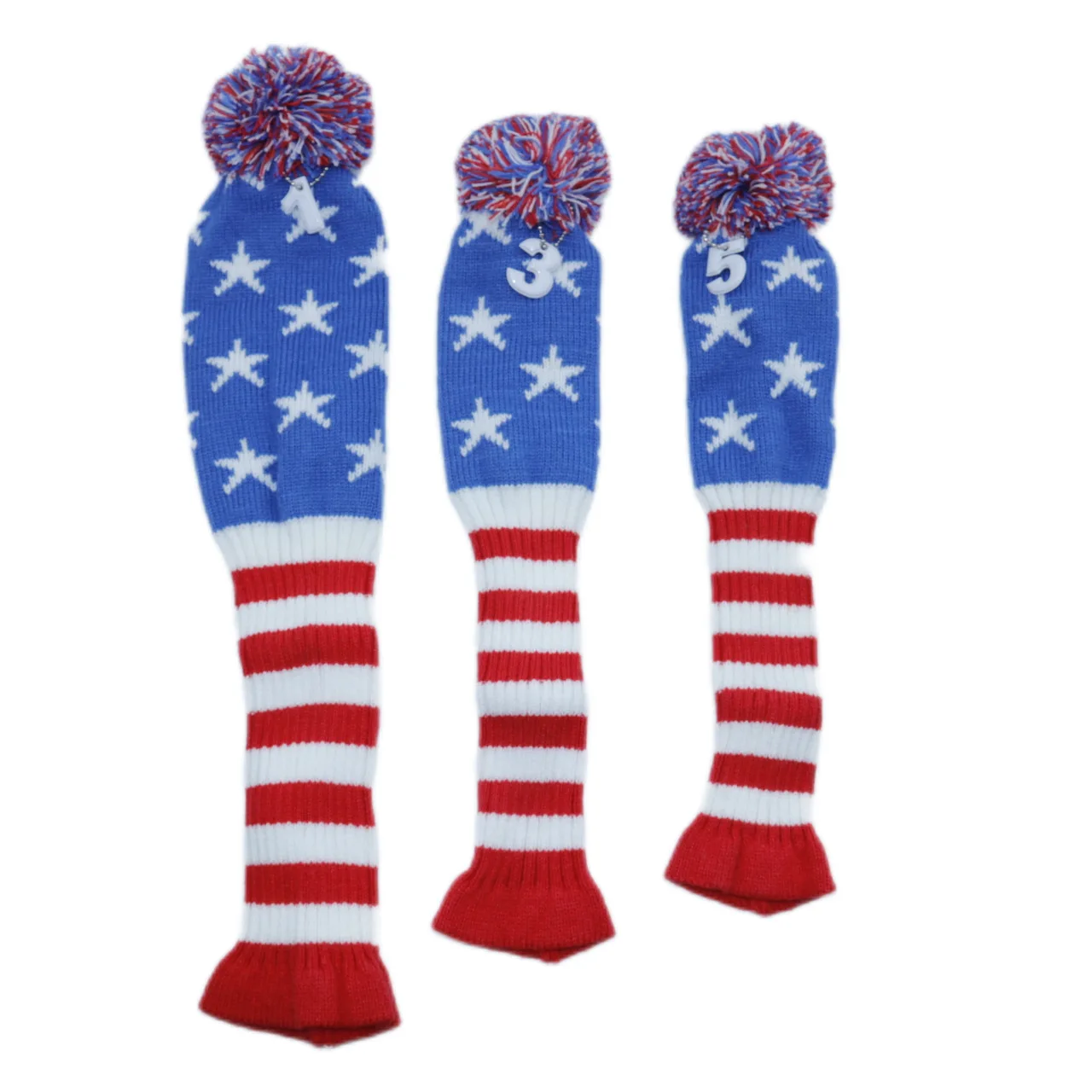 Golf Club Headcover Knitted Wood Head Cover 1 3 5 Fairway Woods Blue Star Pattern Golf Protective Sleeve