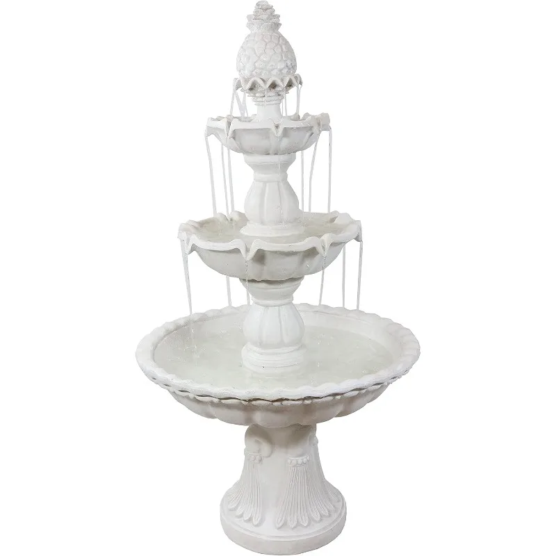 

57" H Welcome 3-Tier Water Fountain - Large Electric Water Fountain with Pineapple Topper for Garden, Patio or Yard -