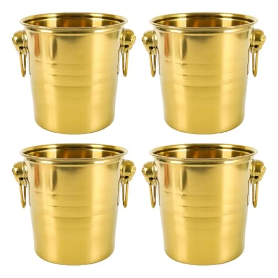 

4 Pcs Stainless Steel Champagne Bucket 3 Qt Double Wall Ice Bucket with Handles Metal Wine Chiller for Champagne Beer Cocktails