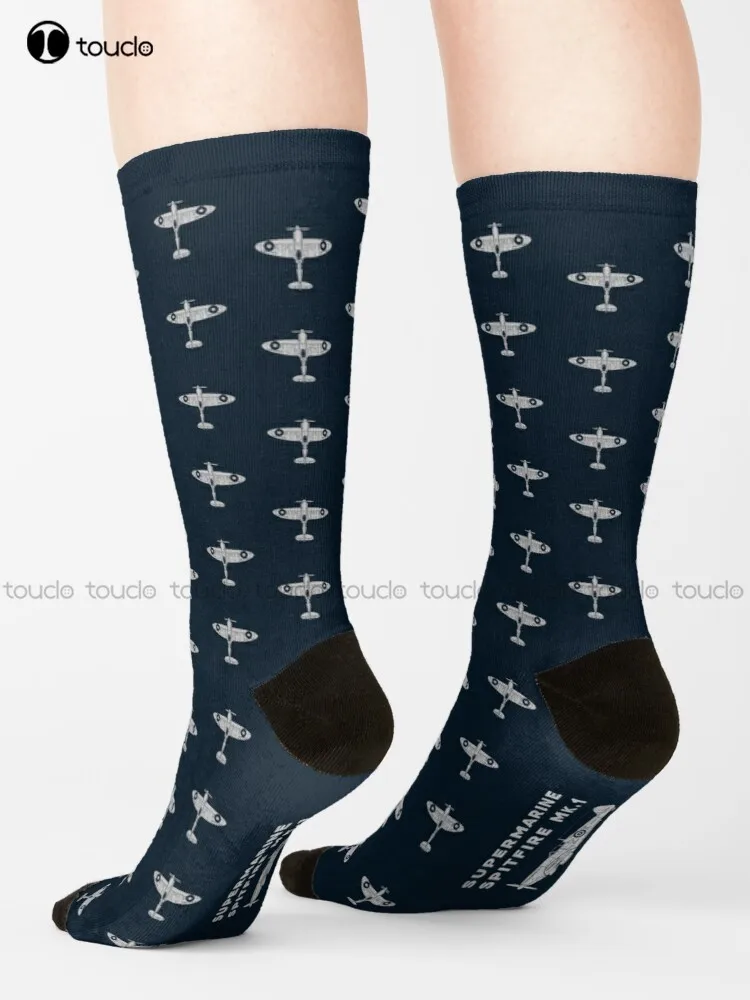 Spitfire Supermarine Battle Of Britain Fighter Jet Socks Socks Cozy Socks Street Skateboard Socks Harajuku 360° Digital Print