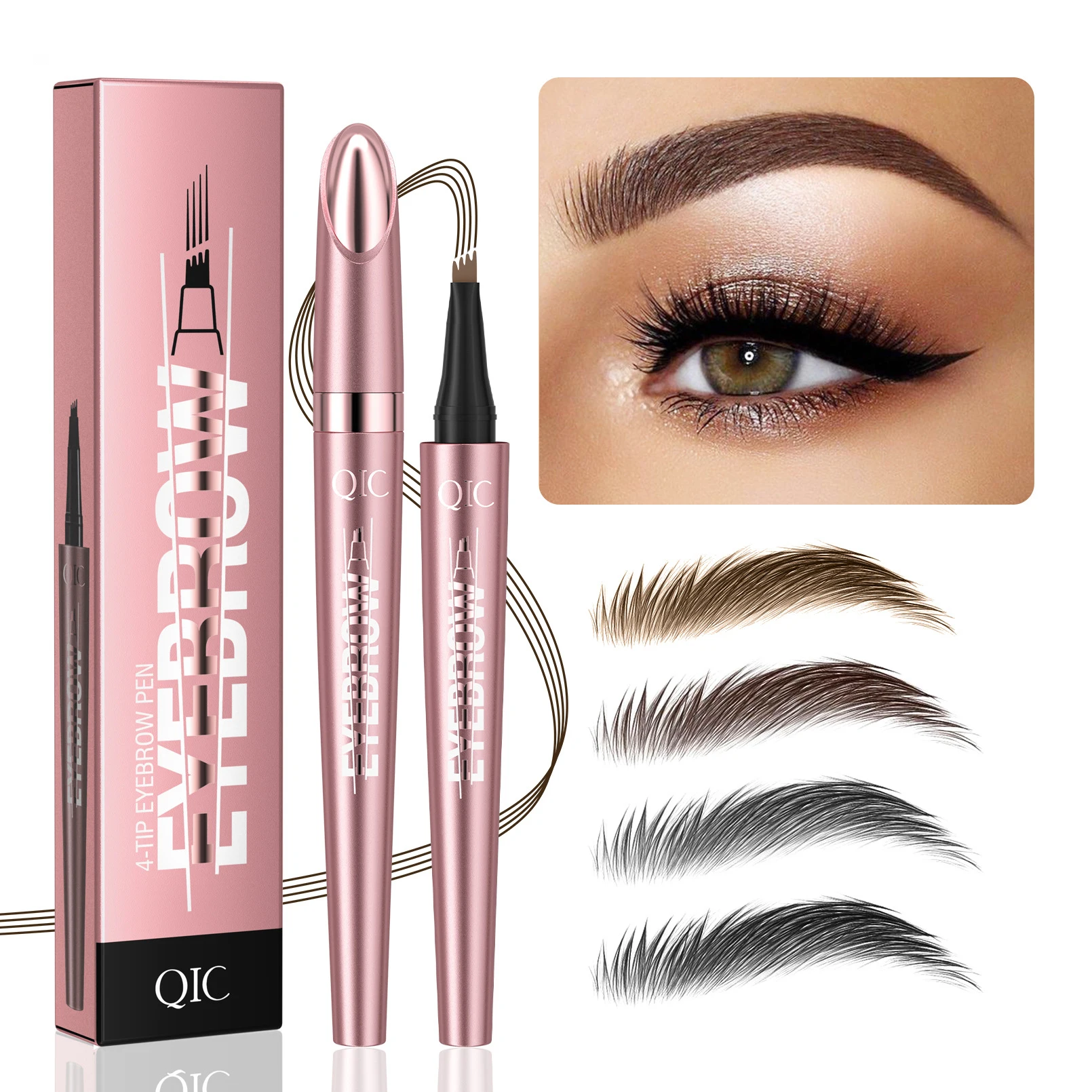 4 Fork Tip Eyebrow Pencil 3D Microblading Waterproof Dark Brown Natural Colour Fine Stroke Magic Eyebrow Pencil 2025 New Ladies