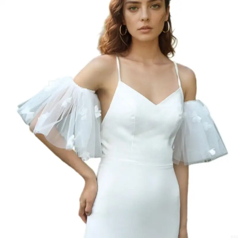 Delicati accessori per braccio da sposa in tulle con abbellimenti puri per l'occasione speciale H7EF