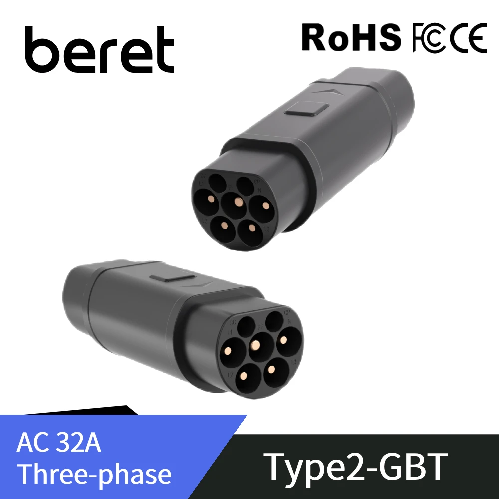 

Type2 to GBT EV Charger Adapter 32A Single Phase Compatible with Type 2 Charger for Electric Car with Type 1 Charging Socket