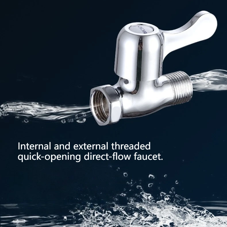 Zinc alloy copper core triangular valve - Straight-through valve for water pipe switch with internal and external threads