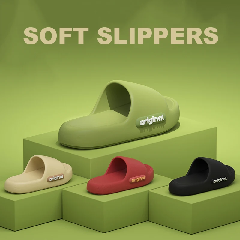 Unisex Letter Slippers Beach Slides Solid Color Mens Thick Sole Indoor Outdoor Bathroom Anti Slip Shoes Summer Couple Sandals image 6