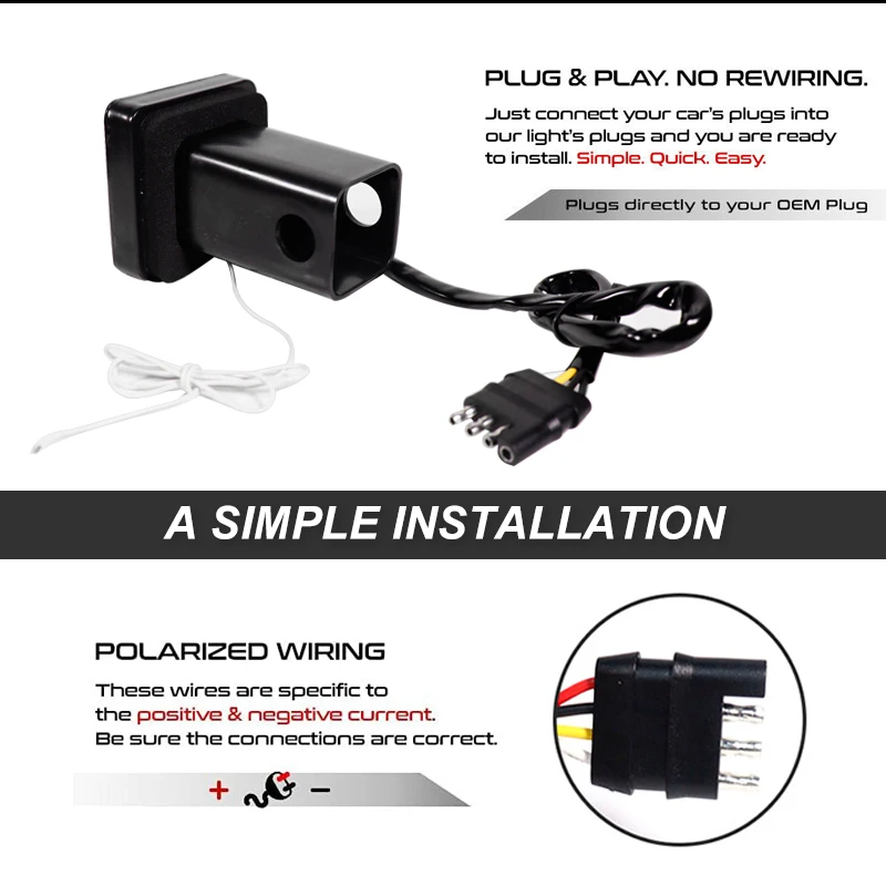 3-In-1 Universal LED Hauling 2" Receiver Truck SUV RV Trailer Rear Bumper Driving lamp Brake Tail Reverse Tow Hitch Cover Light