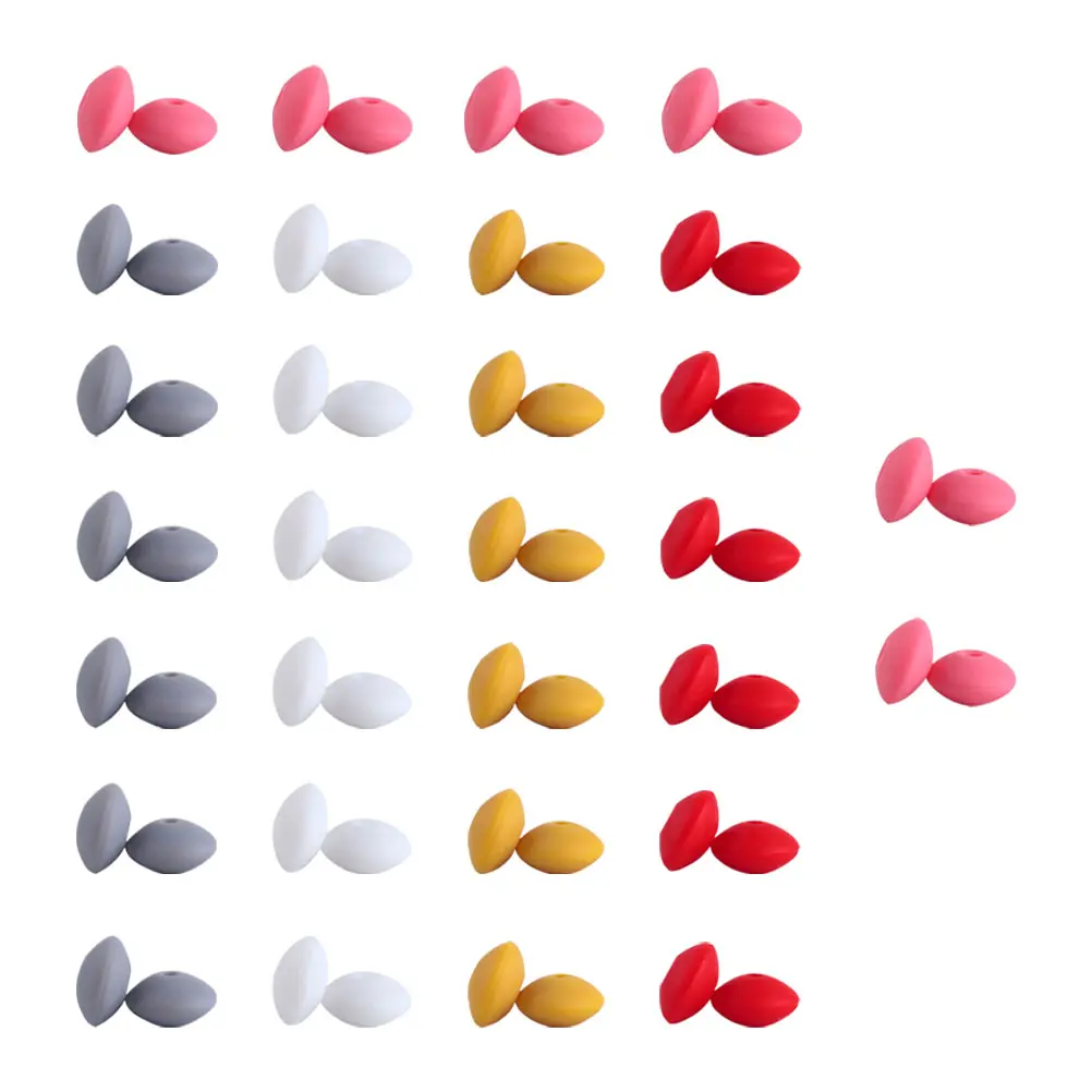 

100 Pcs Silicone Teether Necklace Food Grade Kids Bracelet DIY Bead Chain Colorful Safe Chew Jewelry Wristband Mini Gel Supply