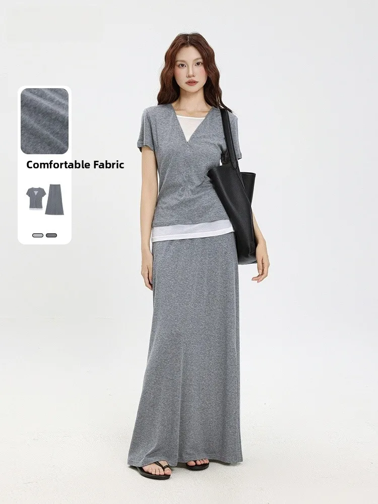 

Модный цветной спортивный костюм-двойка: осенняя новинка Memory's Start JYDQD, женский комплект с V-образным вырезом и коротким рукавом