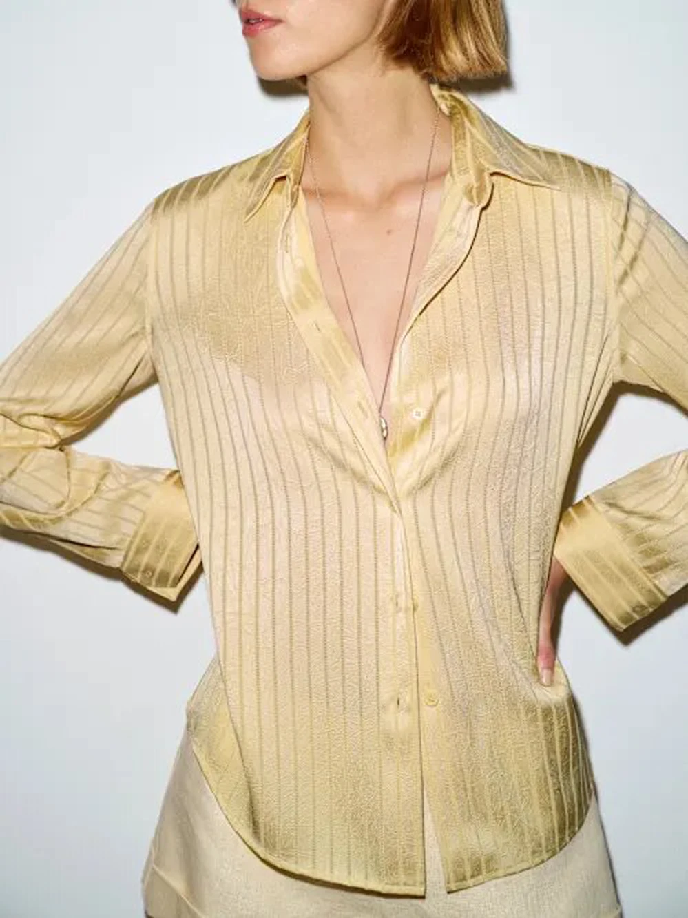 Carmine Women's New  Light Thin Soft Shirt Long Sleeve Collar Stripe Printed Shirt Street Commuting Outdoor Party Top Women