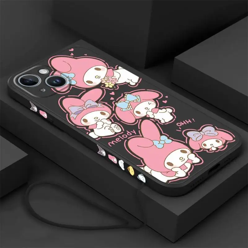 My Melodyy Cartoon Cute Girl Case for iPhone 16 15 Pro Max 14 Plus 13 12 11 13Pro 14Pro 15+ 8 Luxury Funda Silicone Phone Cover